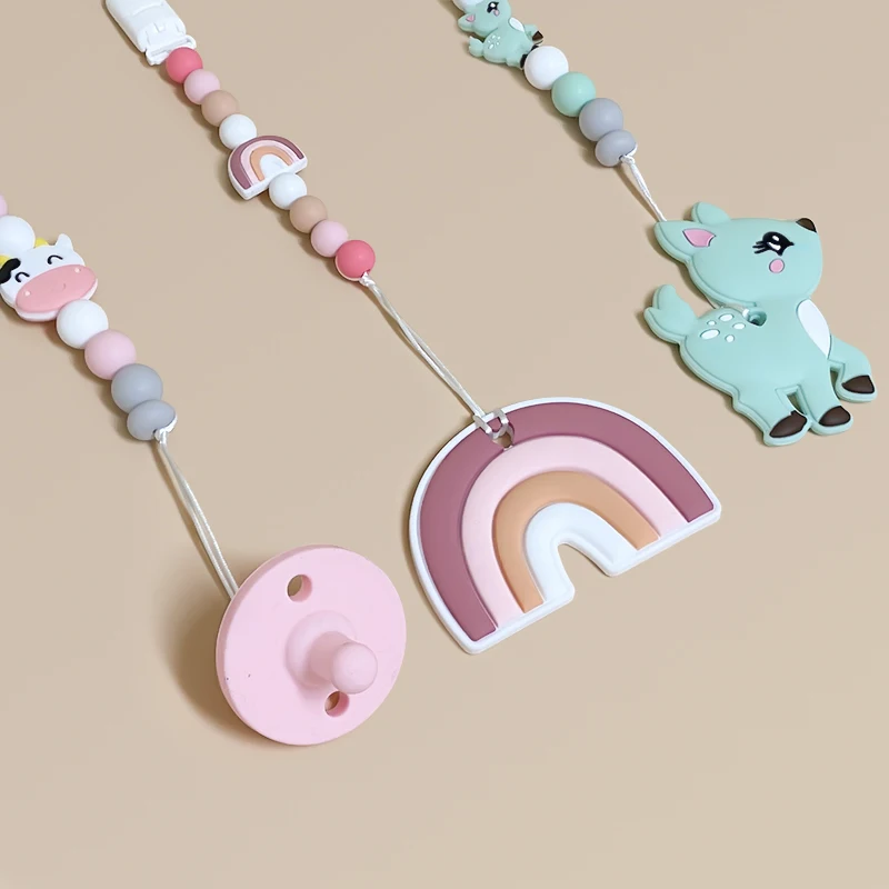 1pcs Silicone Cartoon Teether Gifts Pacifier Chain Making DIY Nipple Chain Accessories