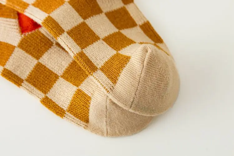 Vintage Checkered Striped Kids Crew Socks,Soft Cotton Breathable,Retro Geometric Socks for Boys Girls,Daily School Casual Socks