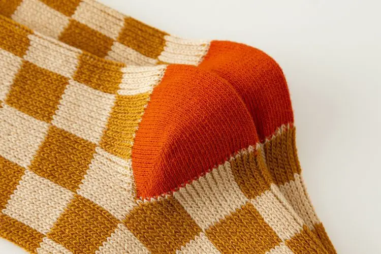 Vintage Checkered Striped Kids Crew Socks,Soft Cotton Breathable,Retro Geometric Socks for Boys Girls,Daily School Casual Socks