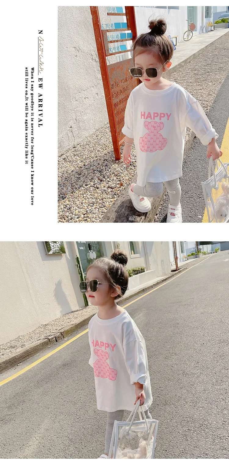 Autumn Children's Fashionable Sports Set Baby Girl Sweater + Leggings Two-piece Sets Girl Toddler Cartoon Alphabet Clothing
