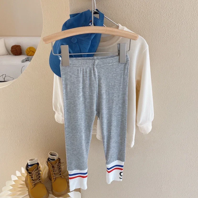Autumn Children's Fashionable Sports Set Baby Girl Sweater + Leggings Two-piece Sets Girl Toddler Cartoon Alphabet Clothing