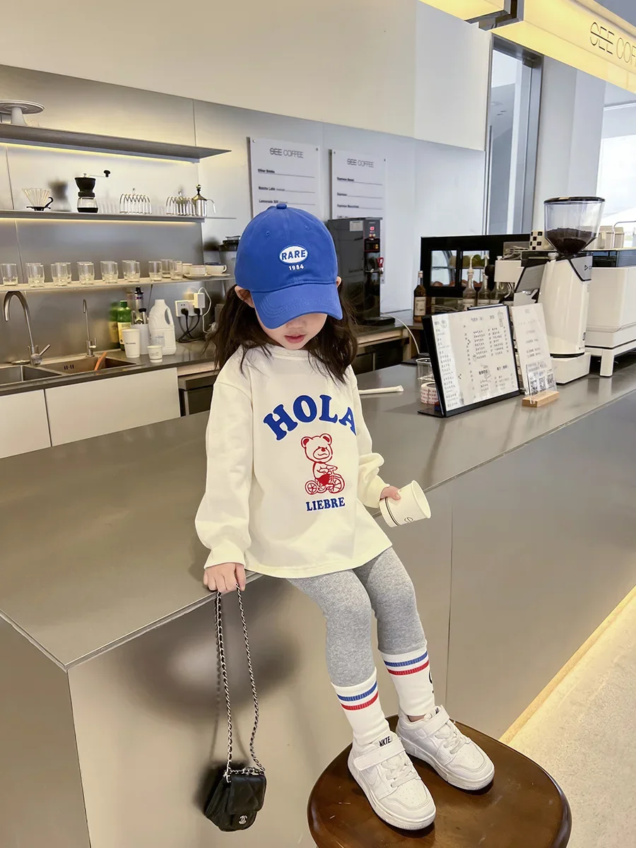 Autumn Children's Fashionable Sports Set Baby Girl Sweater + Leggings Two-piece Sets Girl Toddler Cartoon Alphabet Clothing