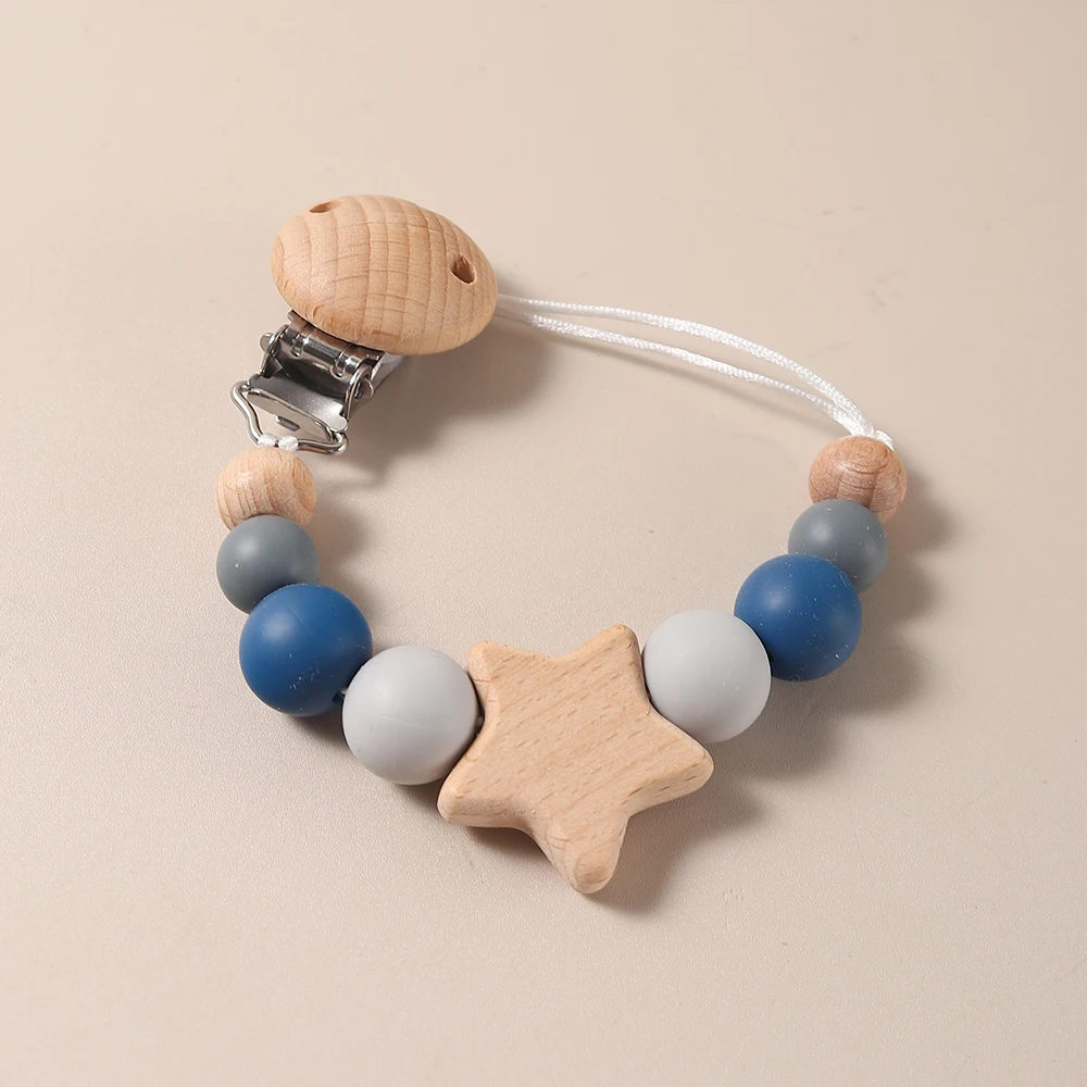 Star Pacifier Chain Beaded Pacifier Clip Anti-Lost Soother Holder for Babies Infants & Toddlers