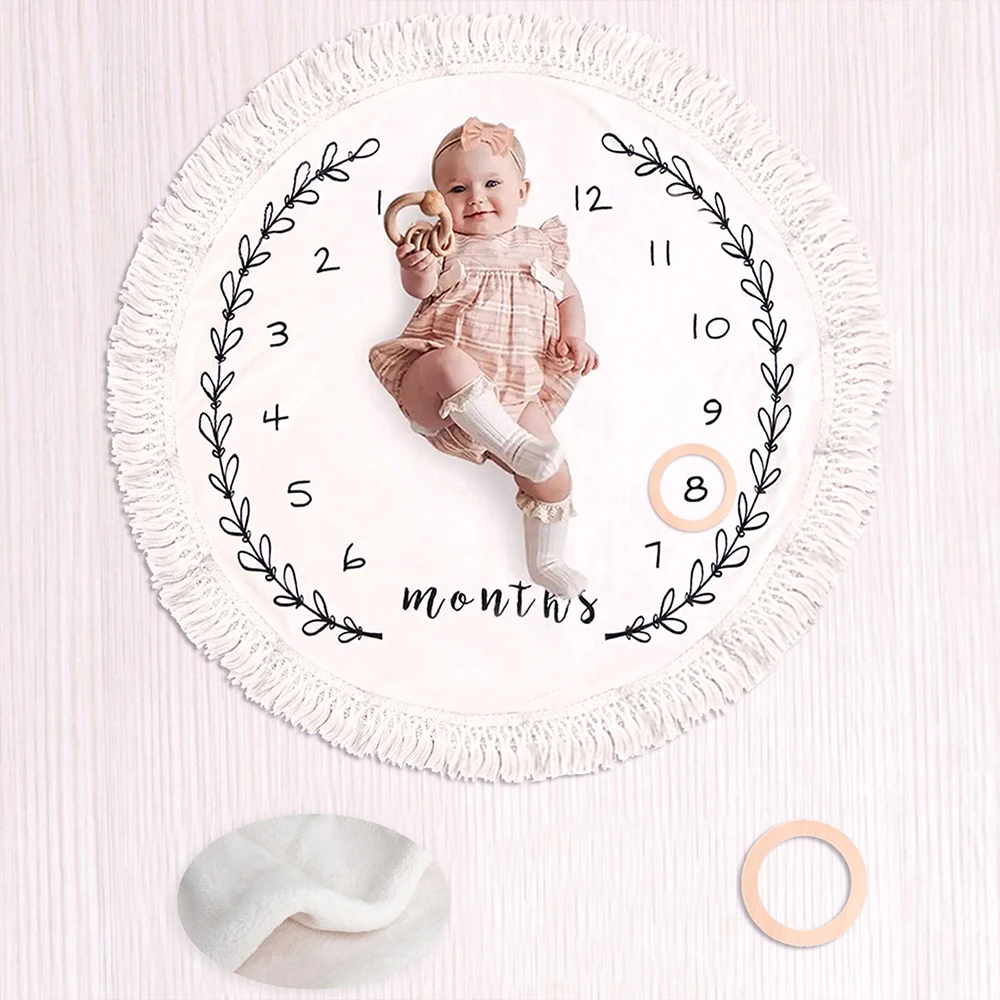 Ylsteed Flannel Month Milestone Blanket Baby First Year Calendar Monthly Growth Chart Shower Gift Newborn Photography Backdrop