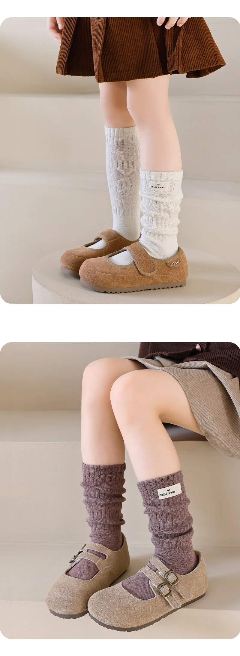 Kids Long Socks For Girls Spring Autumn New Cotton Children's Calf Socks Retro Solid Knee High Baby Child Girl Socks 1-12Years