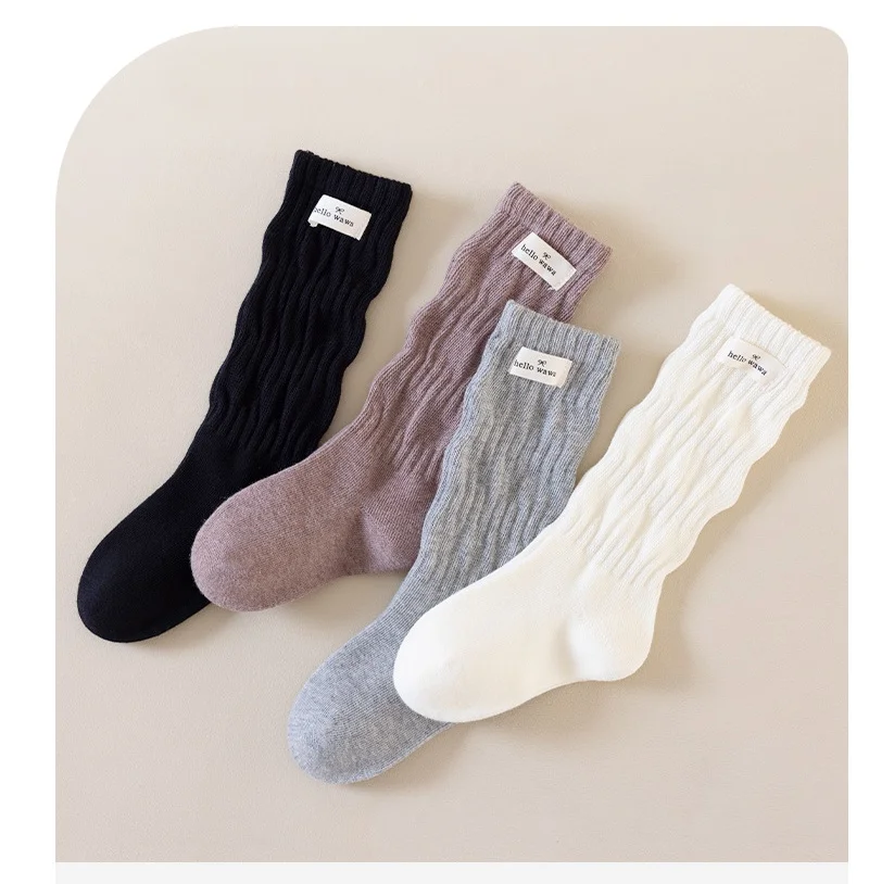 Kids Long Socks For Girls Spring Autumn New Cotton Children's Calf Socks Retro Solid Knee High Baby Child Girl Socks 1-12Years