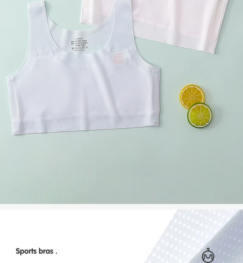 2026 Bra For Teenager Girls New Student Girl Development Period Bra No Steel Ring Girl Sports Tube Top Solid Color Training Bra