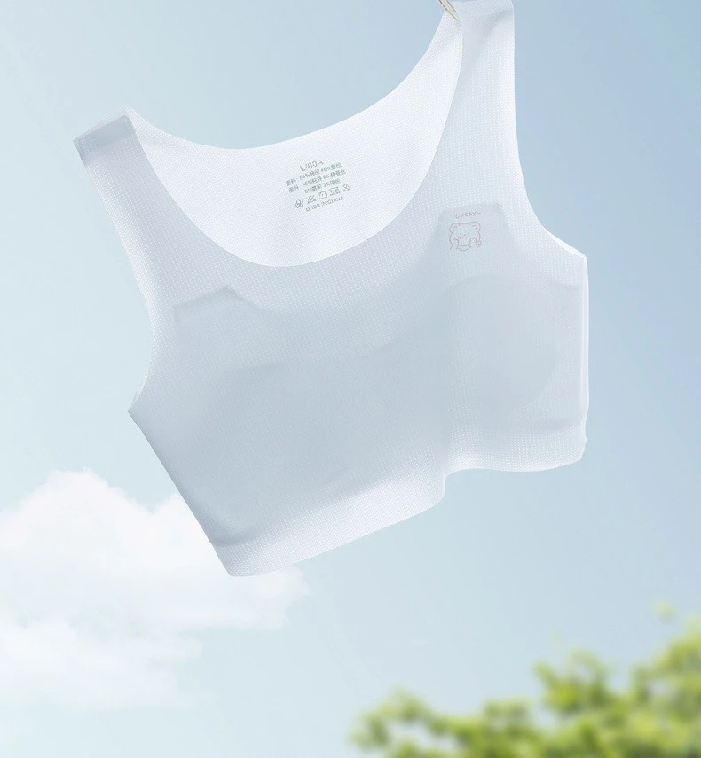 2026 Bra For Teenager Girls New Student Girl Development Period Bra No Steel Ring Girl Sports Tube Top Solid Color Training Bra