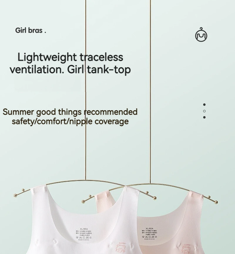 2026 Bra For Teenager Girls New Student Girl Development Period Bra No Steel Ring Girl Sports Tube Top Solid Color Training Bra