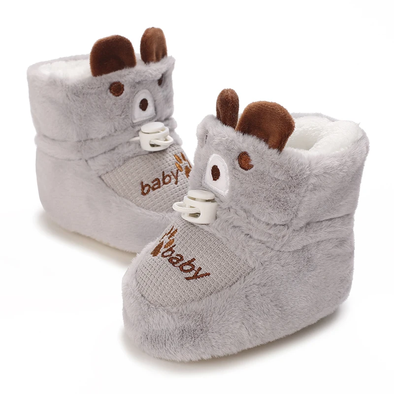 Infant Pre-Walker Shoes Baby Shoes 0-1Year Cute Plush Bunny Bear Winter Warm Soft Booties Footwear