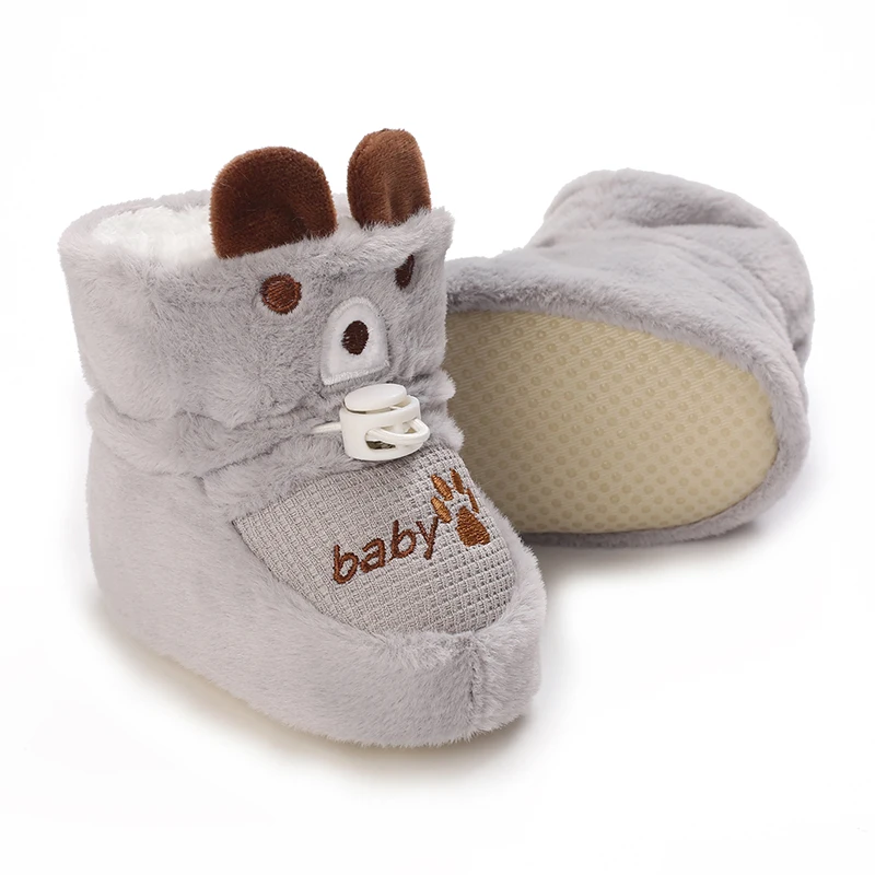 Infant Pre-Walker Shoes Baby Shoes 0-1Year Cute Plush Bunny Bear Winter Warm Soft Booties Footwear