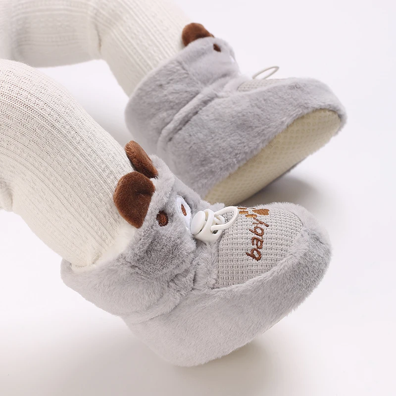 Infant Pre-Walker Shoes Baby Shoes 0-1Year Cute Plush Bunny Bear Winter Warm Soft Booties Footwear