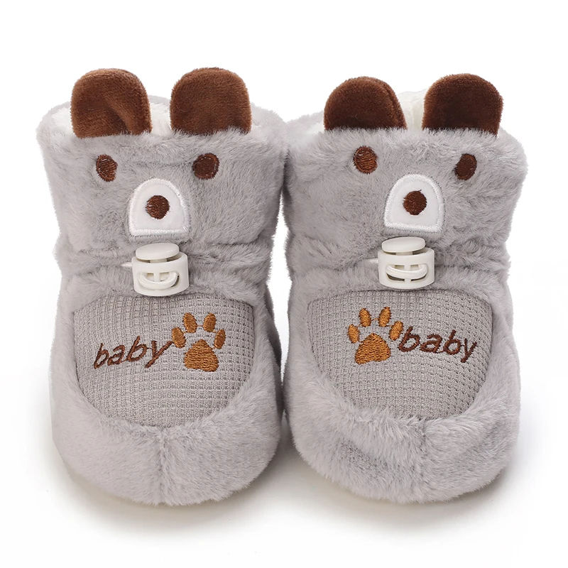 Infant Pre-Walker Shoes Baby Shoes 0-1Year Cute Plush Bunny Bear Winter Warm Soft Booties Footwear