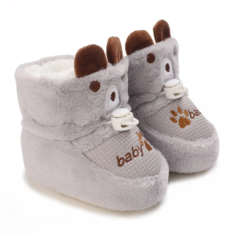 Infant Pre-Walker Shoes Baby Shoes 0-1Year Cute Plush Bunny Bear Winter Warm Soft Booties Footwear