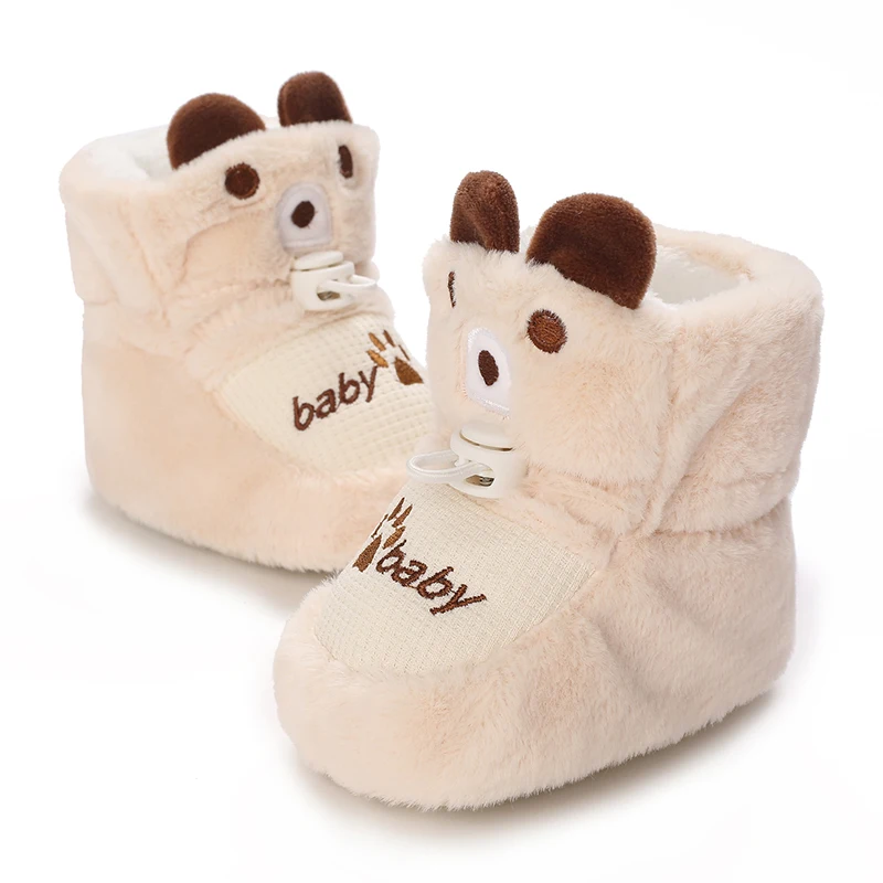 Infant Pre-Walker Shoes Baby Shoes 0-1Year Cute Plush Bunny Bear Winter Warm Soft Booties Footwear