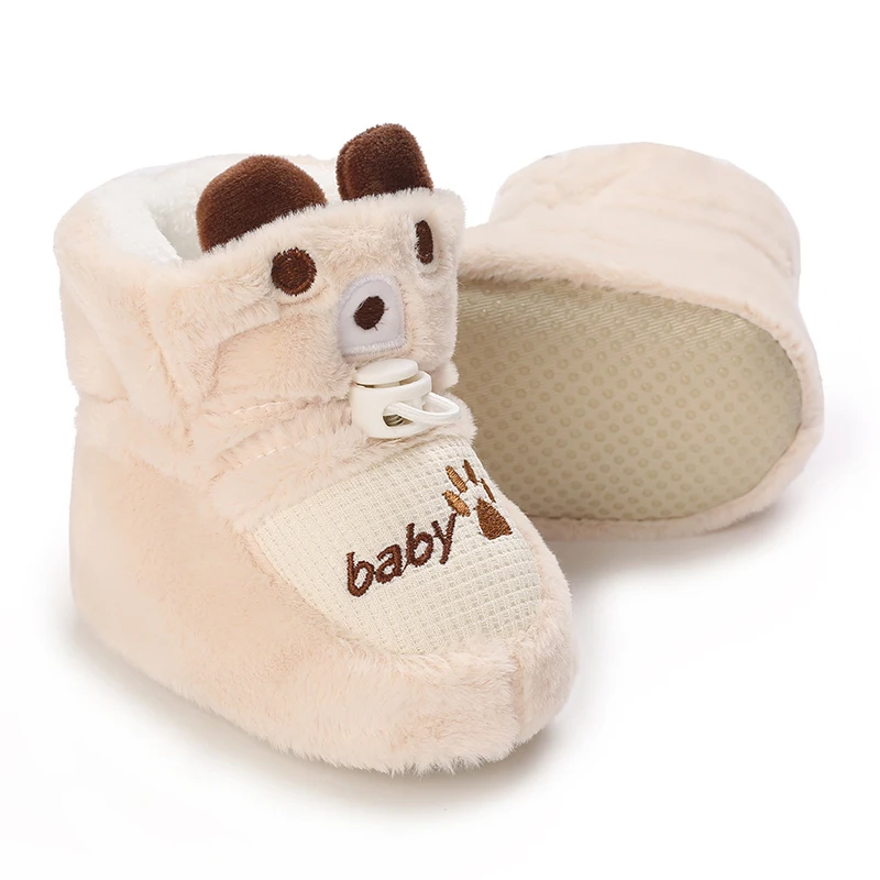 Infant Pre-Walker Shoes Baby Shoes 0-1Year Cute Plush Bunny Bear Winter Warm Soft Booties Footwear