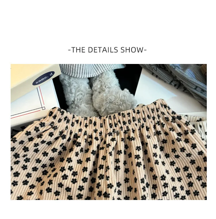 1pcs Boy Girl Winter Autumn Corduroy Kids Pants  Dot Mid Waist Harem Children Trousers