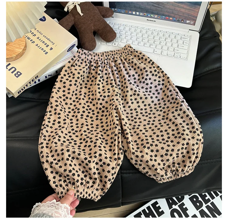 1pcs Boy Girl Winter Autumn Corduroy Kids Pants  Dot Mid Waist Harem Children Trousers