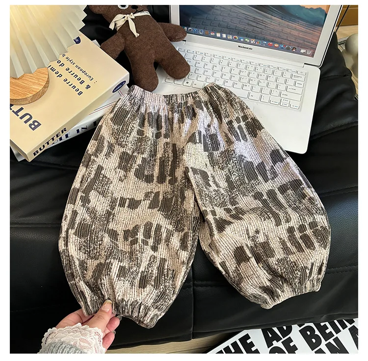 1pcs Boy Girl Winter Autumn Corduroy Kids Pants  Dot Mid Waist Harem Children Trousers