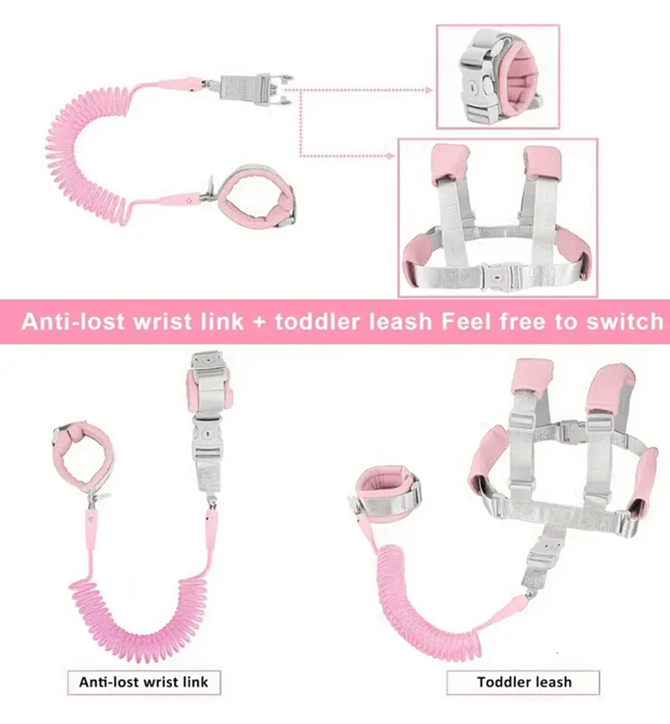 Toddler Leash Anti-Lost Wristband Harness Child Lock for Outdoor Anti Lost Wrist Link Strap Rope Child Safety Harness Products