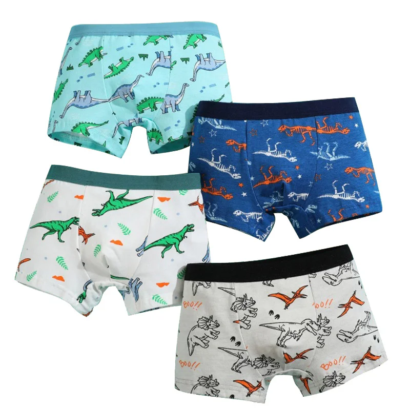4/8/12 Pcs Boys Boxer Sets Briefs Kids Cotton Underwear Baby Underpants Teenager Cartoon Dinosaur Print Soft Children Panties