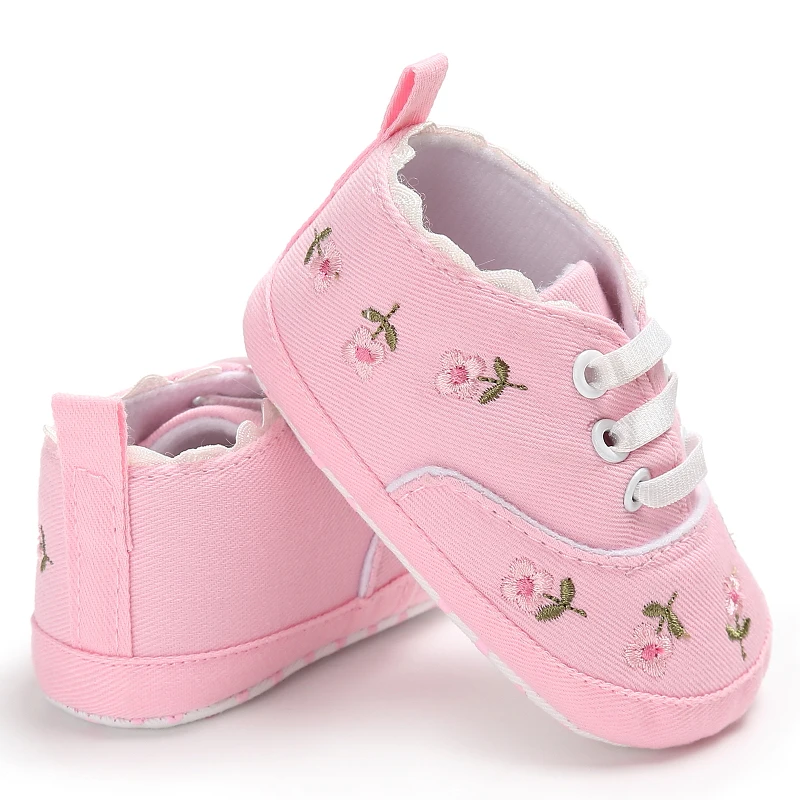 0-18M Baby Shoes Infant Pre-Walker Shoes, Cute Pink Theme Casual Flat Shoes, Soft Sole Lightweight Comfortable for Girls