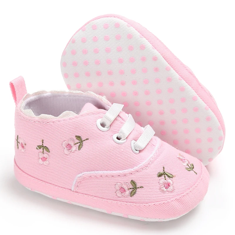 0-18M Baby Shoes Infant Pre-Walker Shoes, Cute Pink Theme Casual Flat Shoes, Soft Sole Lightweight Comfortable for Girls