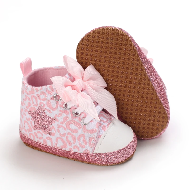 0-18M Baby Shoes Infant Pre-Walker Shoes, Cute Pink Theme Casual Flat Shoes, Soft Sole Lightweight Comfortable for Girls