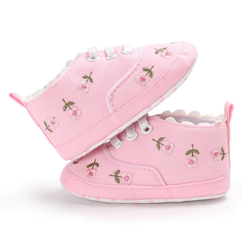 0-18M Baby Shoes Infant Pre-Walker Shoes, Cute Pink Theme Casual Flat Shoes, Soft Sole Lightweight Comfortable for Girls