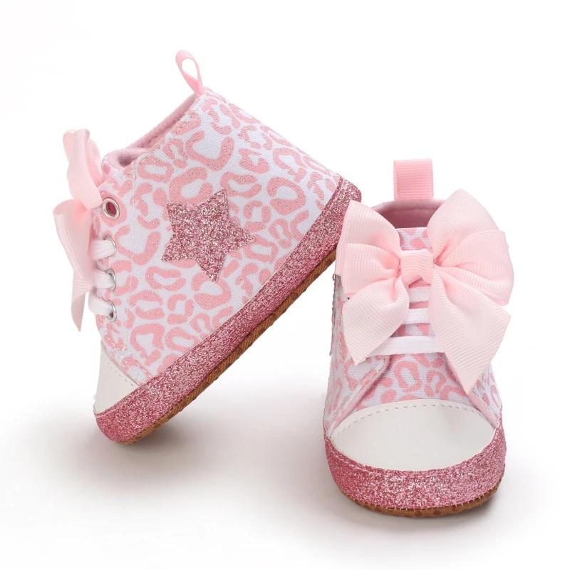 0-18M Baby Shoes Infant Pre-Walker Shoes, Cute Pink Theme Casual Flat Shoes, Soft Sole Lightweight Comfortable for Girls