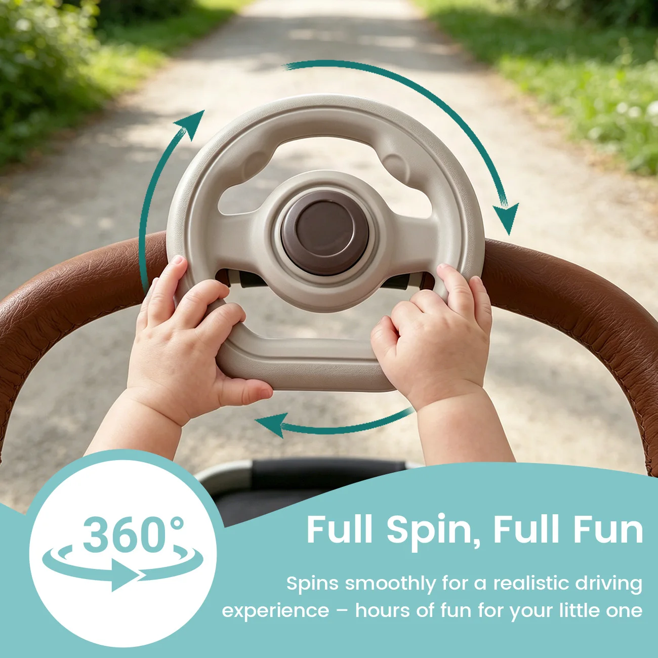 2Pcs Baby Stroller Steering Wheel and Adjustable Stroller Mirror Set, 360 Rotation Pretend Driving Toy with Horn Sound,
