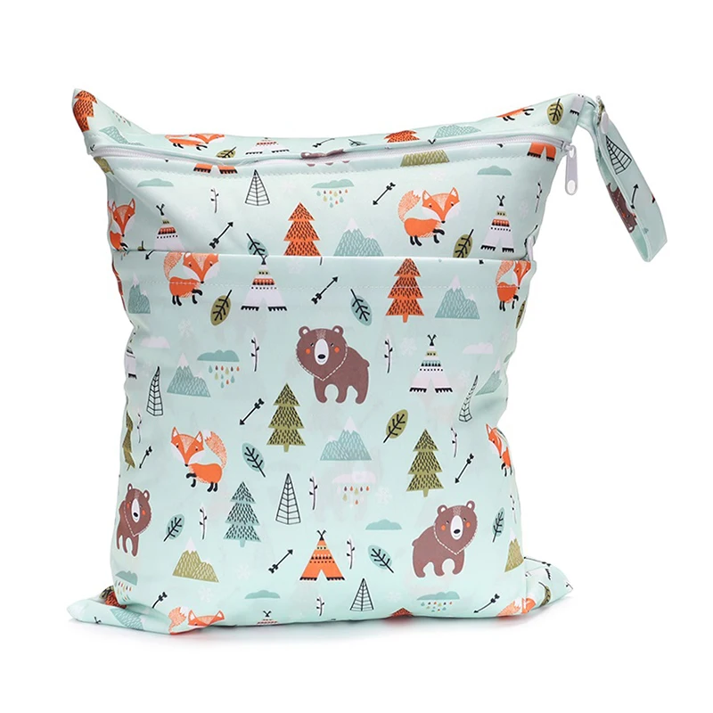 [Sigzagor] Wet Dry Bag With Two Zippered Baby Diaper Nappy Waterproof Reusable Washable