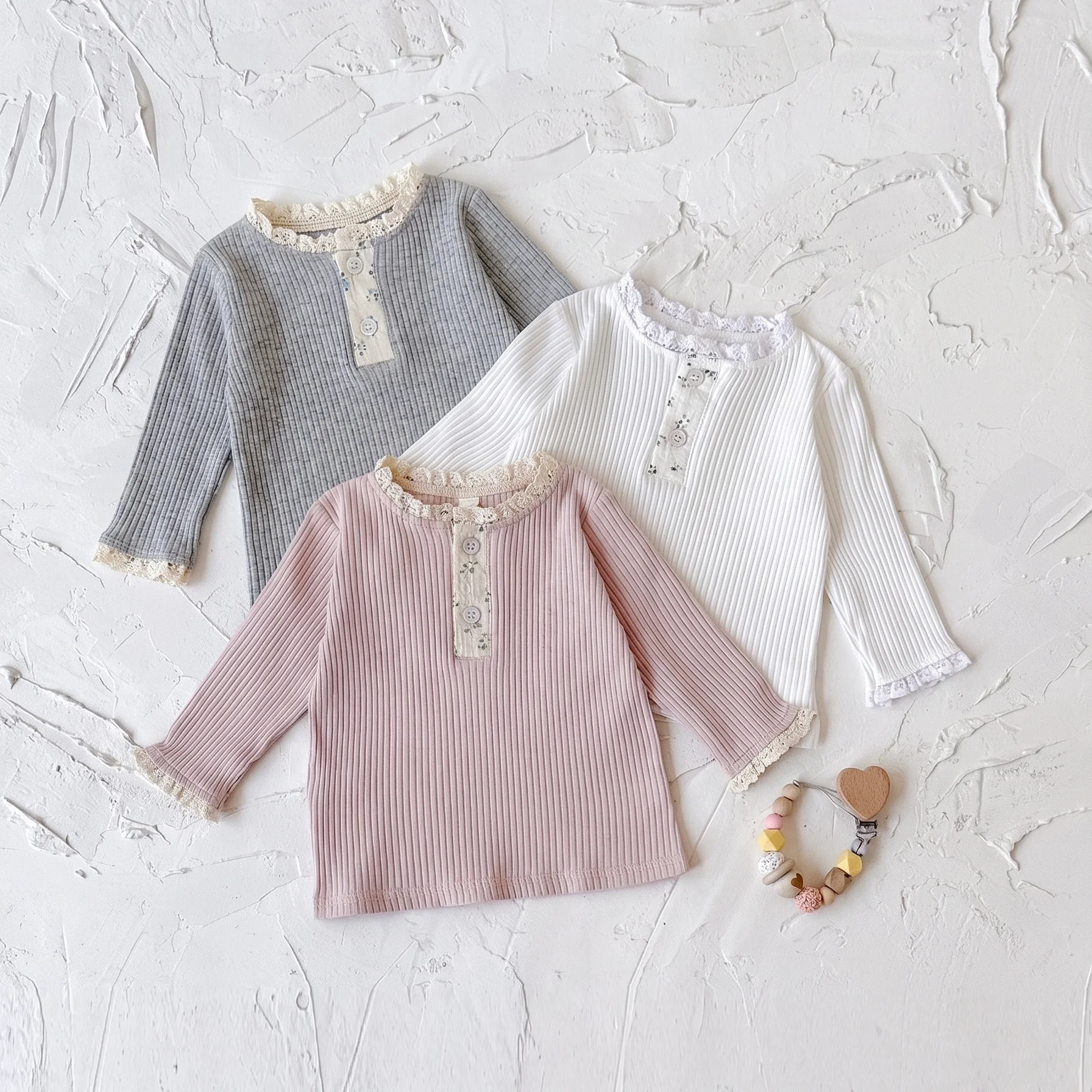 Autumn Fashion Newborn Baby Girls Clothes Comfort Solid Color Lace Long Sleeves Trendy Breathable Kids Girl Korean Style