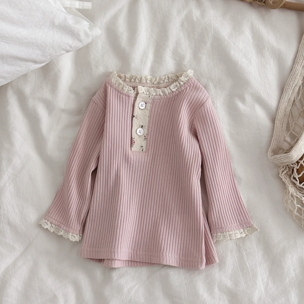 Autumn Fashion Newborn Baby Girls Clothes Comfort Solid Color Lace Long Sleeves Trendy Breathable Kids Girl Korean Style