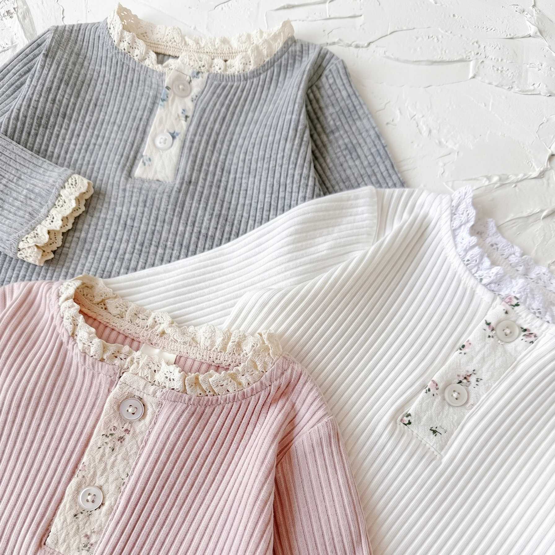 Autumn Fashion Newborn Baby Girls Clothes Comfort Solid Color Lace Long Sleeves Trendy Breathable Kids Girl Korean Style