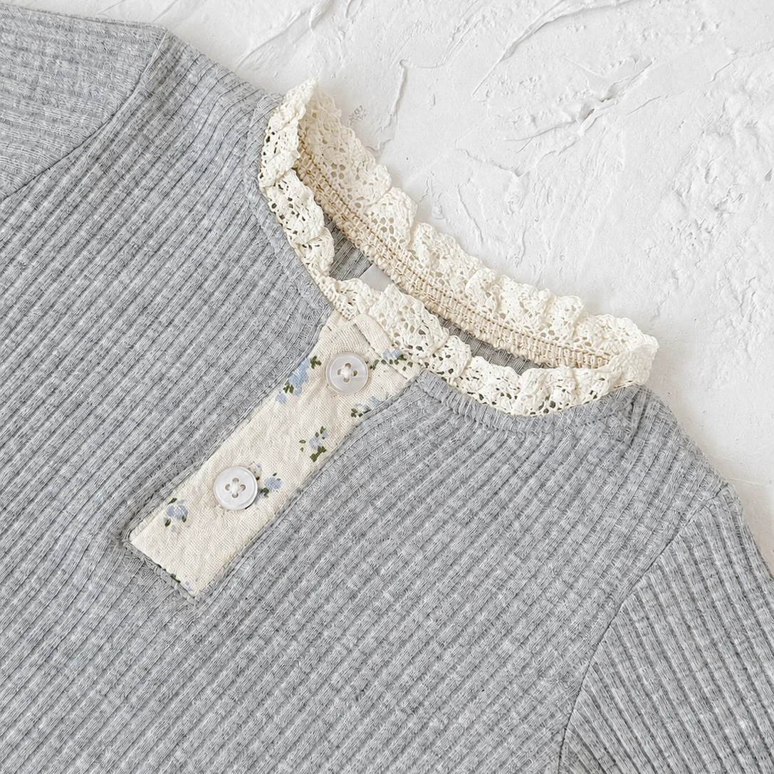Autumn Fashion Newborn Baby Girls Clothes Comfort Solid Color Lace Long Sleeves Trendy Breathable Kids Girl Korean Style