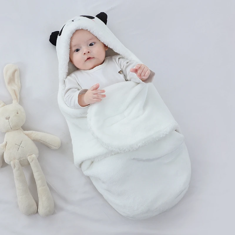 Soft Baby Sleeping Bags Warm Autumn and Winter Newborn Baby Wrap Blankets CartoonCocoon for babies Flannel Baby Sleepsack 0-9M
