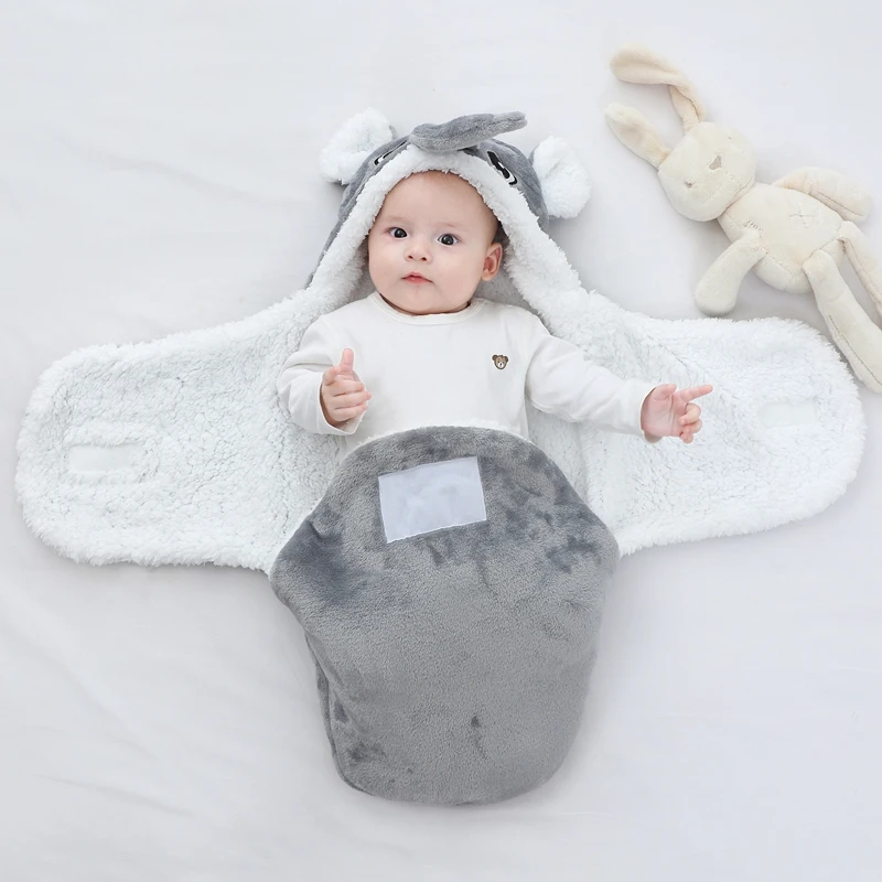 Soft Baby Sleeping Bags Warm Autumn and Winter Newborn Baby Wrap Blankets CartoonCocoon for babies Flannel Baby Sleepsack 0-9M