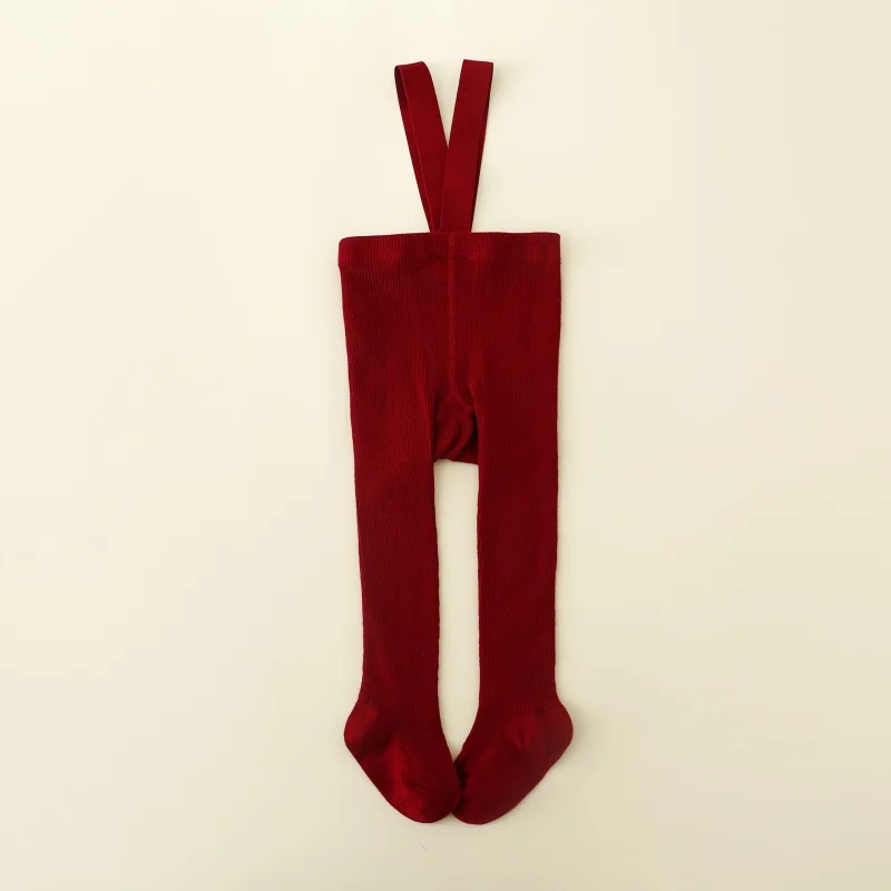 Christmas Tights For Girls Suspender Pantyhose Winter Autumn Tights For Boys With Shoulder Strap Knitted High Waist Legging New