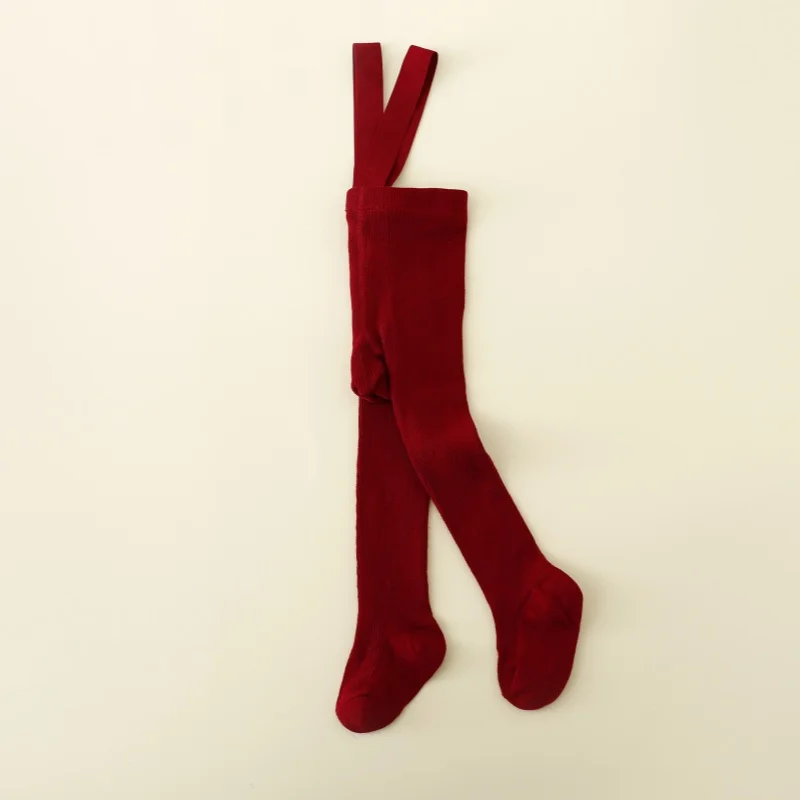 Christmas Tights For Girls Suspender Pantyhose Winter Autumn Tights For Boys With Shoulder Strap Knitted High Waist Legging New