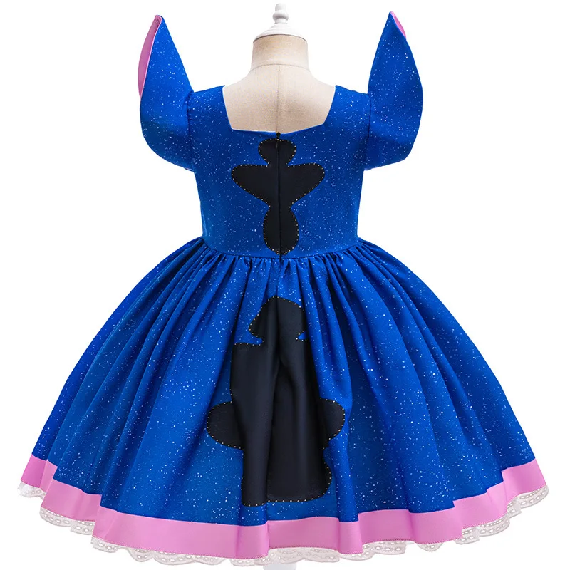 Cartoon Cute Movie Stittch Dress for Girls Role Playing Costume Stage Performance Halloween Carnival Children's Dress Up Gifts