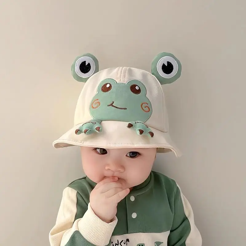 Cute Little Frog Baby Hat for Sun Protection, Fisherman Hat for Children Traveling, Sun Protection Hats for Boys and Girls