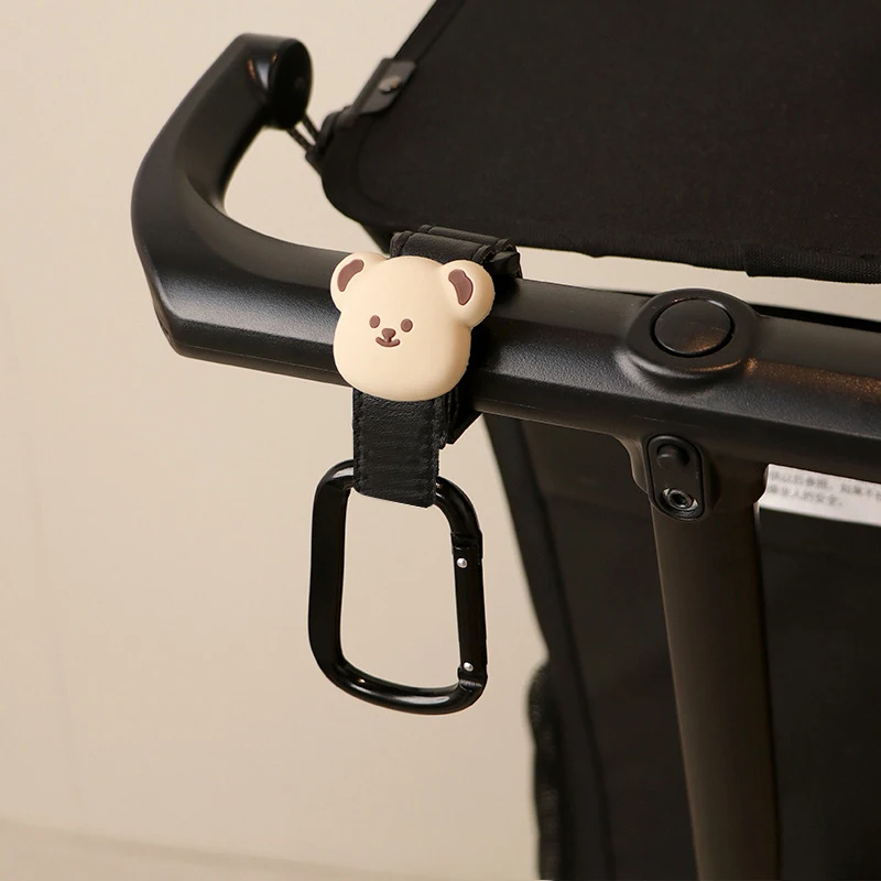 Baby Stroller Hooks Cute Cartoon Bear Bicycle Stroller Organizer Hook PU Leather Hooks for Hanging Baby Stroller Accessories