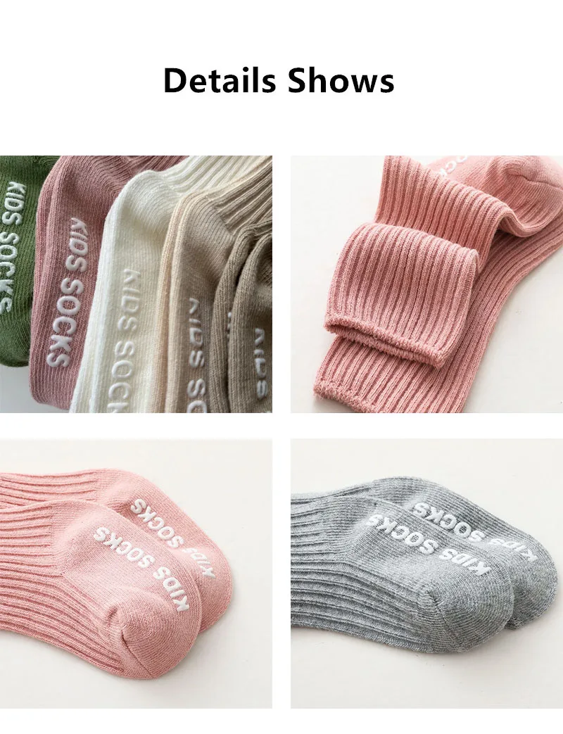 3Pairs/Lot Baby Socks Boys Girls Cotton Stripe Soft Sock Kids Toddler Non-Slip Rubber Grips Floor Socken For 0-3 Years