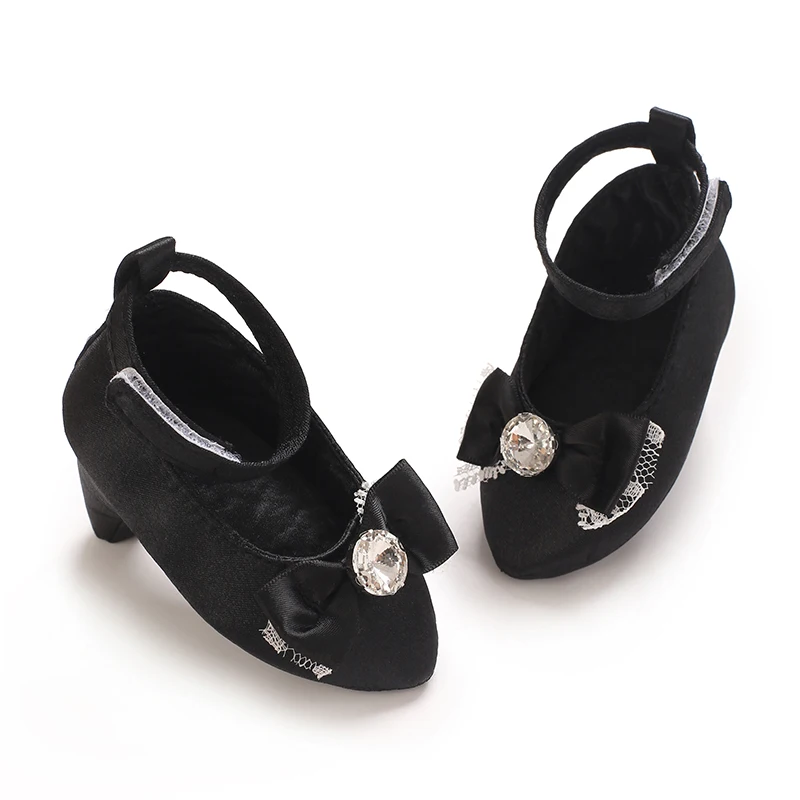 0-12M Baby Girls Diamond Bow Princess Dress Shoes Soft Sole Infant Pre-Walker Footwear