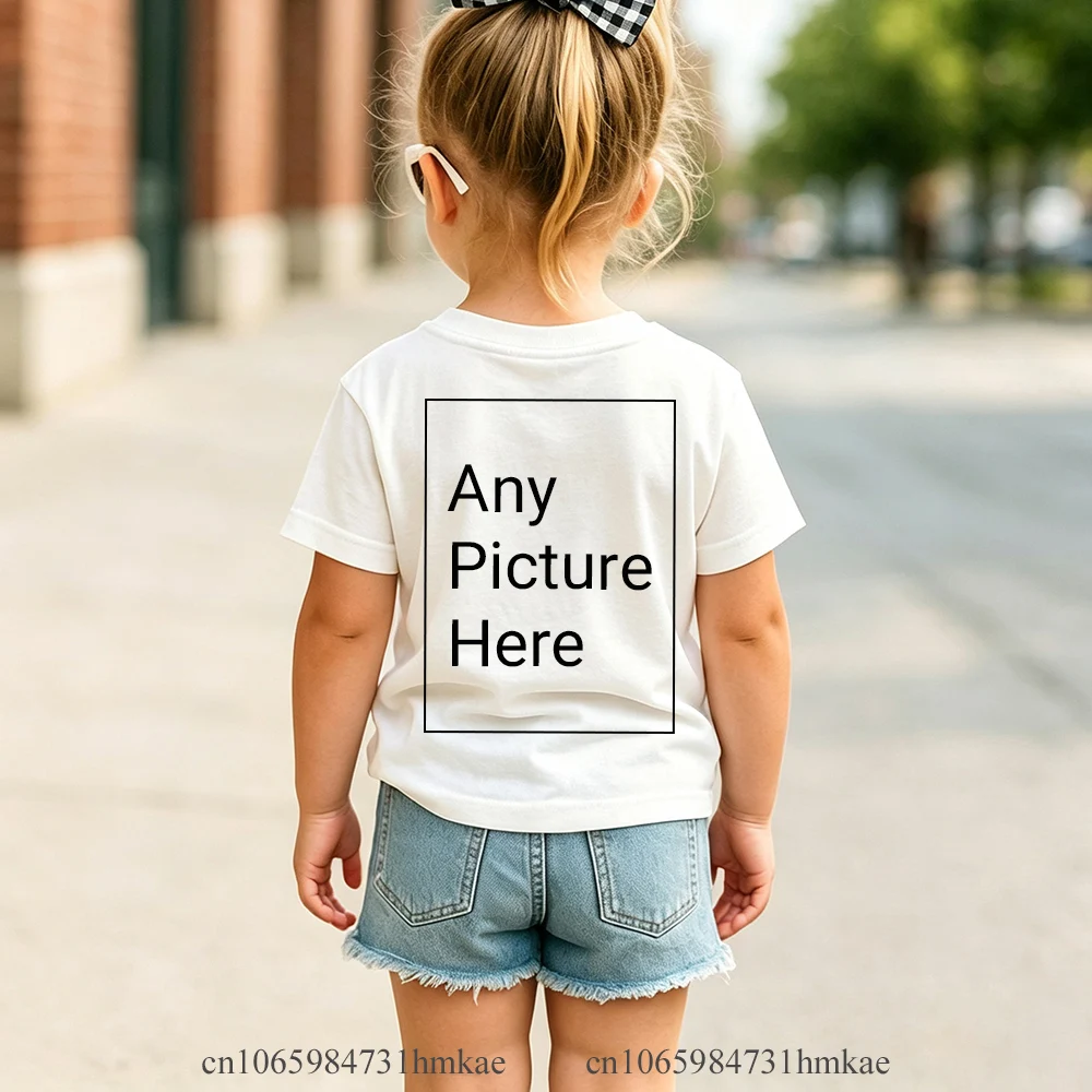 Personalized Kids T‑Shirts Front Back Print Customized Girl Short Sleeve T‑shirt Custom Photo Text Logo Tee For Girls Casual Tee