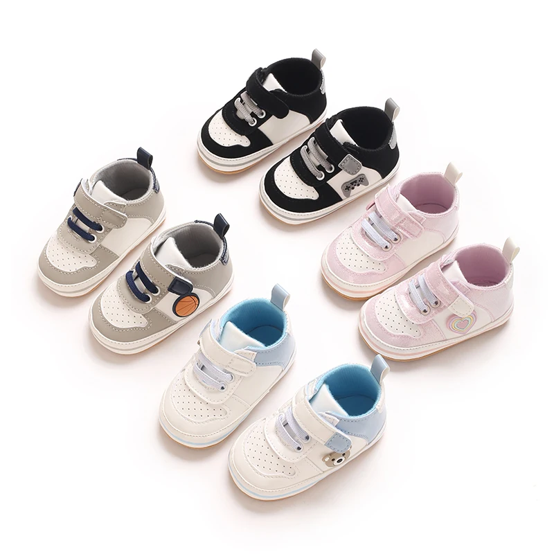 Fashionable Korean Version Men's And Women's Sports Shoes Indoor Soft Rubber Sole Anti Slip Front Shoes 0-18M Baby Shoes