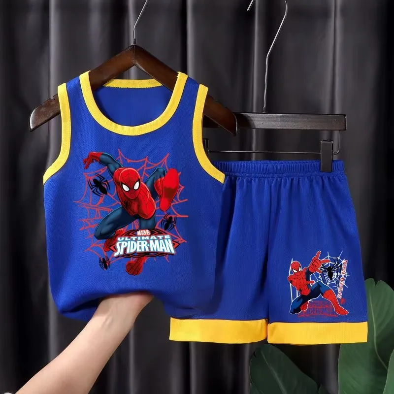 2026 Summer New Breathable Boys Vest Sets Children's Fashion Cartoon Sleeveless Top Shorts Two Piece Sets Kids Casual Outfits