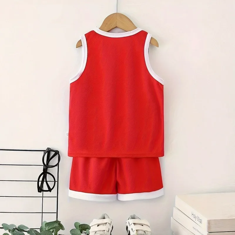 2026 Summer New Breathable Boys Vest Sets Children's Fashion Cartoon Sleeveless Top Shorts Two Piece Sets Kids Casual Outfits
