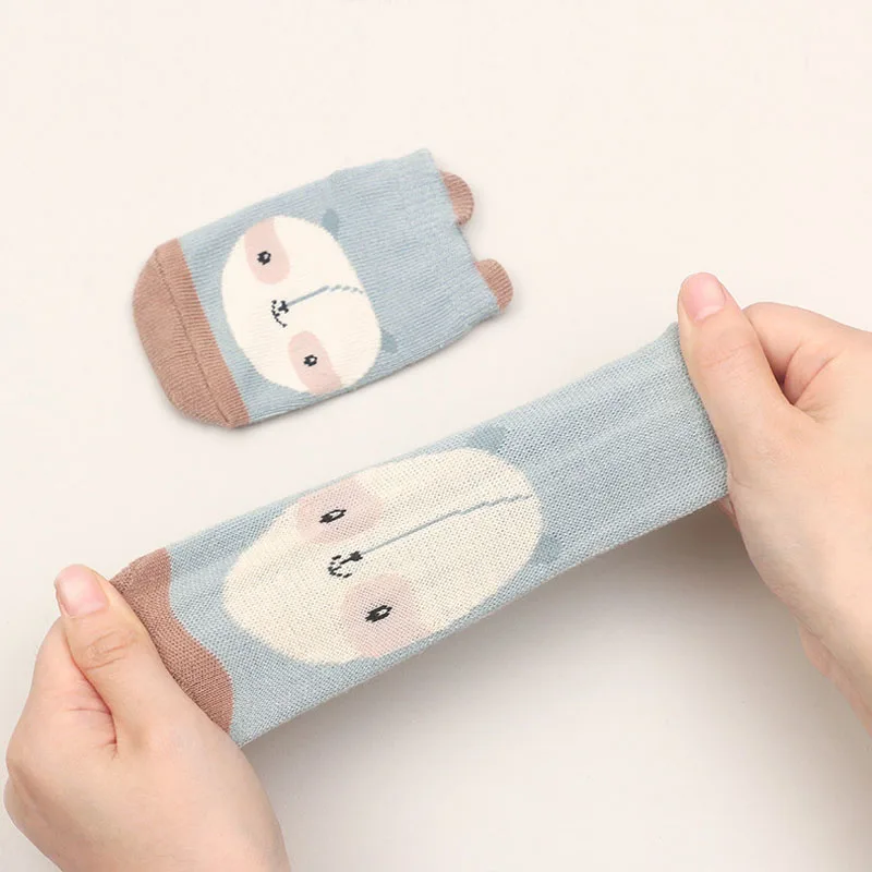 6 Pairs Kids Cotton Socks Non-slip Boys and Girls Cute Cartoon Animal Patterned Comfy Breathable Baby Floor Socks